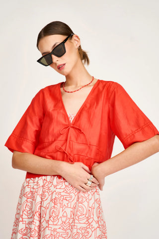Mirth Seychelles Tie Top, Chili