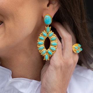 TS Christina Greene Water Lily Drop Earrings, Turquoise
