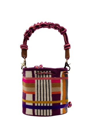 Guanabana Julietta Macrame Handle Crossbody, Burgundy & Toast