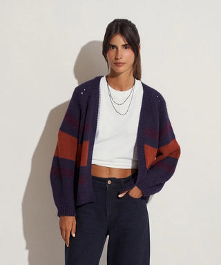 Guanabana Juana Baby Alpaca Cardigan, Navy & Terracota