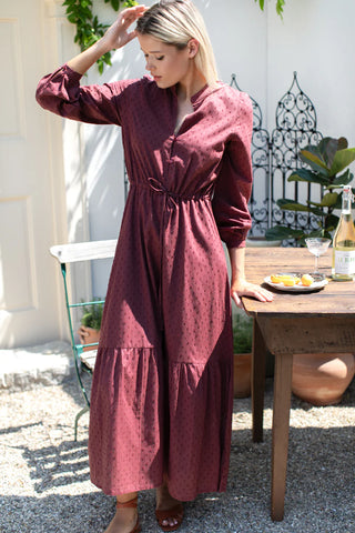 Love Tomas by EF Frances 3 Dress, Swiss Dots Burgundy Organic