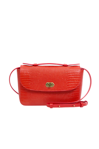 Clare V. Kathryn Bag, Red Embossed Lizard