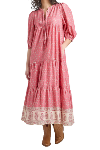 Pink Chicken Pintuck Indira Dress, Small Paisley