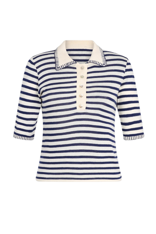 Carolina K Helena Polo Shirt, Navy Stripes