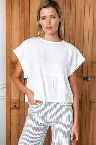 TS Love Tomas Dolman Peplum Top, Ivory Linen