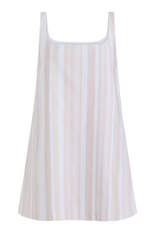 Coco Shop Cappie Mini Dress, Beige Stripe