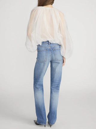 Frame The Sheer Balloon Blouse, Cream