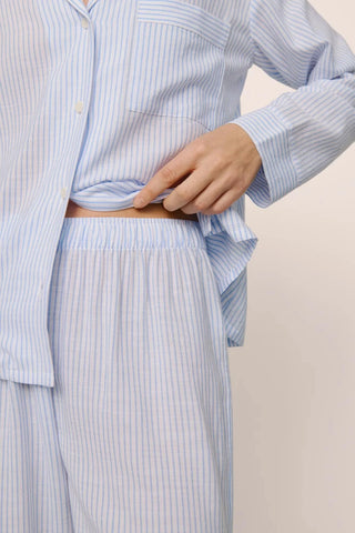 Eberjey Nautico Long PJ Set, White Cornflower