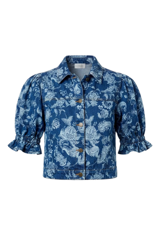 Cleobella Dorian Jacket, Bois Laser Print Dark Wash