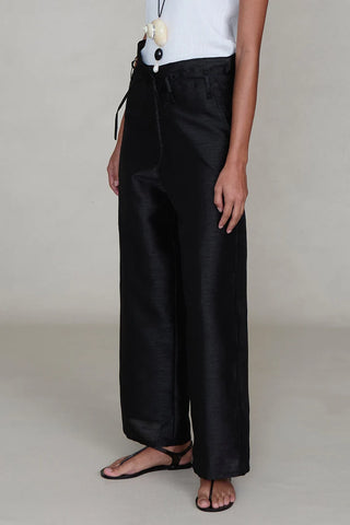 Chan Luu Dupioni Straight Leg Pant, Black