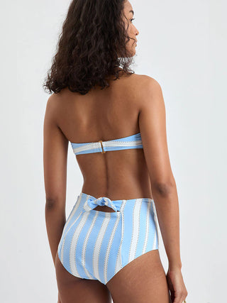 LemLem Ava Bandeau Top with Elsi High Waist Bottom Bikini, Debre Sky