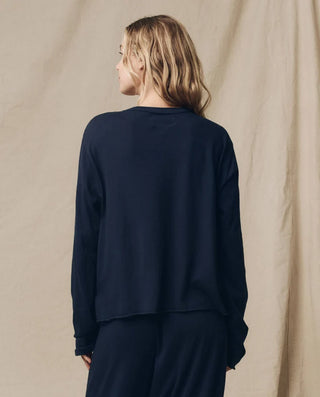 The Great The Long Sleeve Crop Tee, True Navy