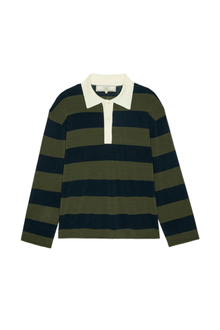 The Great The Academy Polo Sweater, Army League Stripe