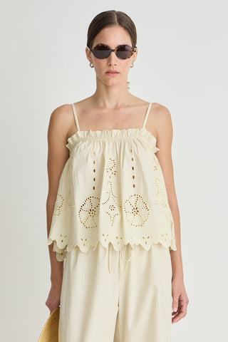 Apiece Apart Embroidered Cami Top, Ecru