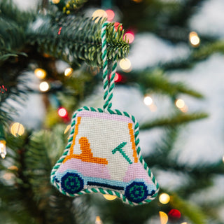 Furbish Studio Needlepoint Ornament, Golf Cart