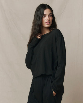 The Great The Long Sleeve Crop Tee, Almost Black