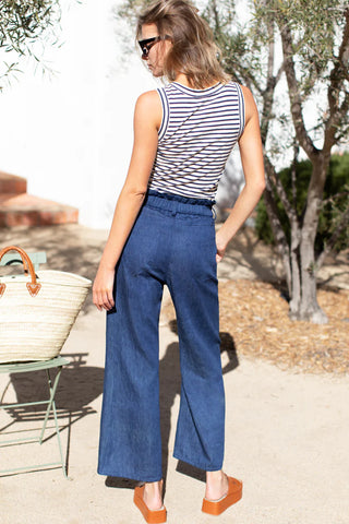 TS Emerson Fry Zip Front Tulip Crop Flare 2, Indigo