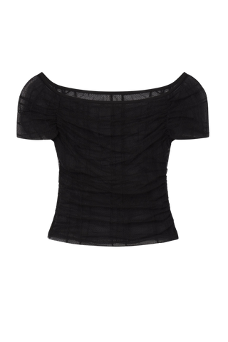 Frame The Off Shoulder Mesh Top, Black