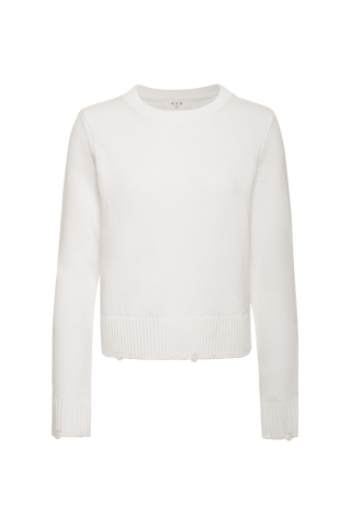 One Grey Day Lowen Distressed Crewneck, White