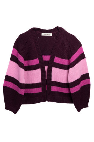 Guanabana Juana Baby Alpaca Cardigan, Burgundy & Pink