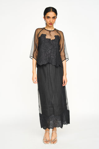 Mirth Bari Organza Top, Black Waterlily