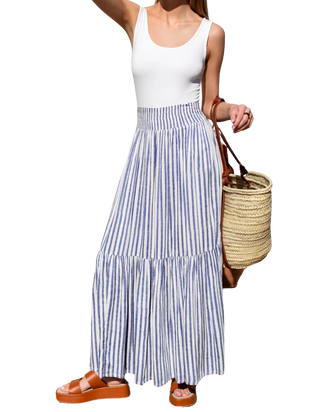 Love Tomas Shirred Skirt, Ocean Stripe