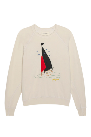 The Great The College Sweatshirt Sailing Boat Applique, Washed White