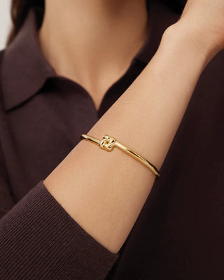 Jenny Bird Slim Woven Square Bangle, High Polish Gold