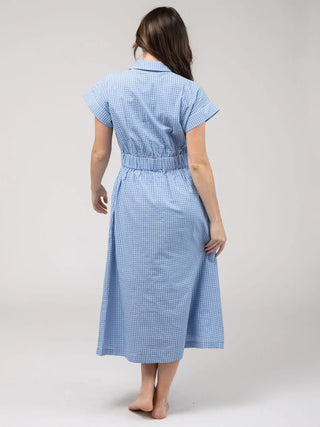 Beau & Ro Lisa Midi Dress, Seersucker Blue Check
