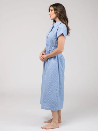 Beau & Ro Lisa Midi Dress, Seersucker Blue Check