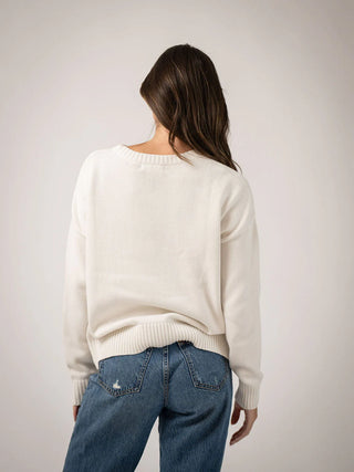 Beau & Ro American Flag Sweater, Tonal Ivory