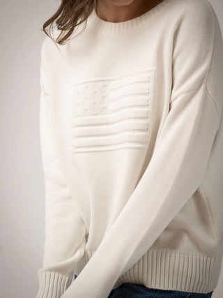 Beau & Ro American Flag Sweater, Tonal Ivory
