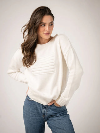 Beau & Ro American Flag Sweater, Tonal Ivory
