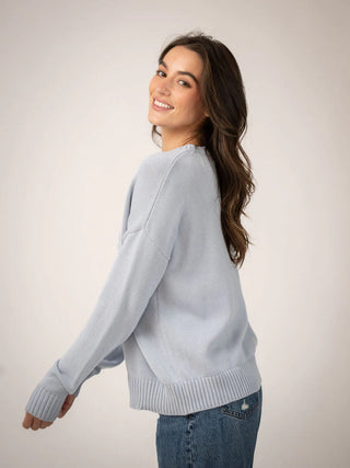 Beau & Ro American Flag Sweater, Tonal Light Blue