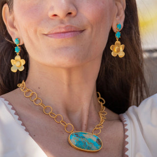 TS Christina Greene Beachside Bloom Drop Earrings, Turquoise