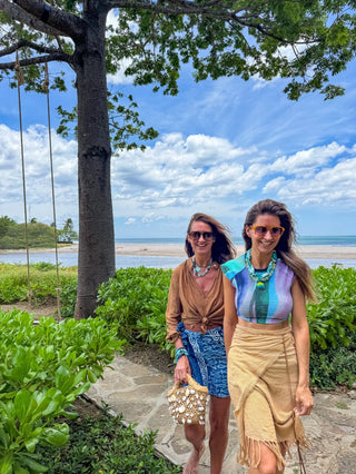 Twine & Twig Tribal Shell Necklace, Mist Azul