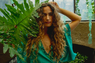 BOTEH Darjeeling Silk Robe Mini, Jade