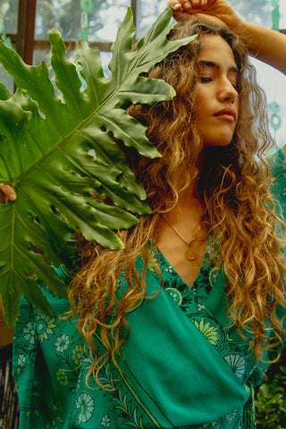 BOTEH Darjeeling Silk Robe Mini, Jade