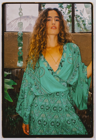 BOTEH Darjeeling Silk Robe Mini, Jade