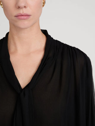 Frame The Belle Tie Blouse, Black