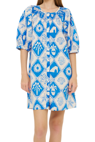 Oliphant Embroidered Button Mini, Asterias Blue