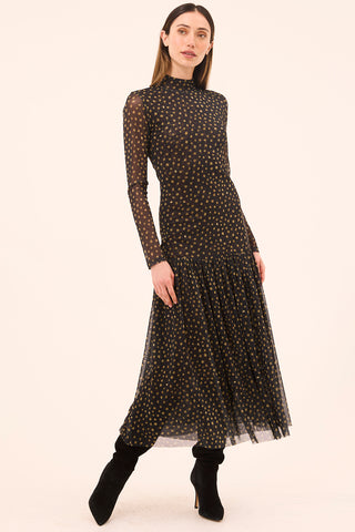 Misa LA Leylani Dress, Golden Polka Dot Mesh