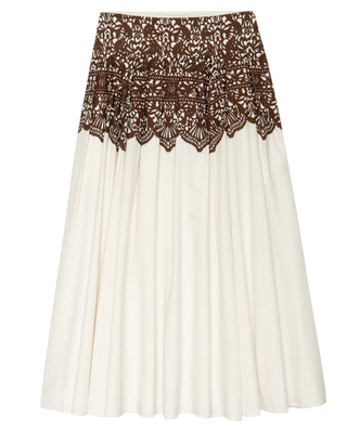 The Great The Regency Skirt, Cream with Western Lace Print