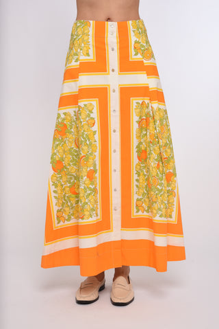 Love the Label Berri Midi Skirt, Orange Blossom Print