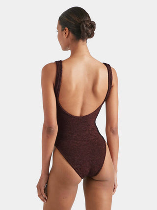 Hunza G Celine Swimsuit, Metallic Chocolate