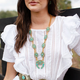 TS Christina Greene Desert Squash Blossom Necklace, Turquoise