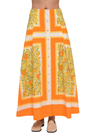 Love the Label Berri Midi Skirt, Orange Blossom Print