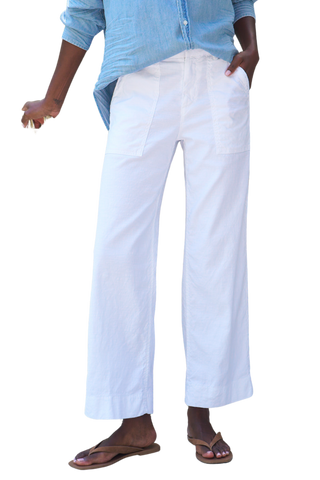 Frank & Eileen The Utility Trouser, White Performance Linen