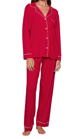 Eberjey Gisele Modal Long PJ Set, Holiday Red