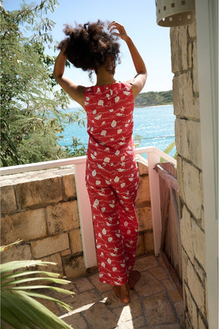 Coco Shop Wide Leg Pants, Red Shell